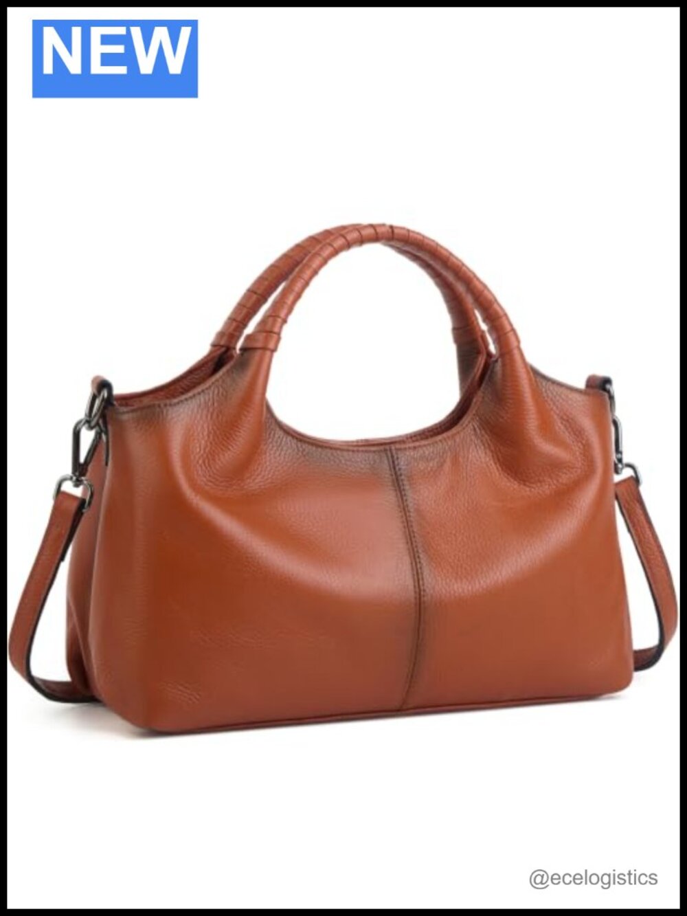 Genuine Leather Top Handle Tote Bag with Detachable Crossbody Strap